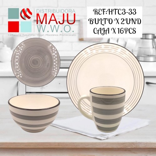 Vajilla De 16 Pcs 4 Puestos Color ( Blanco