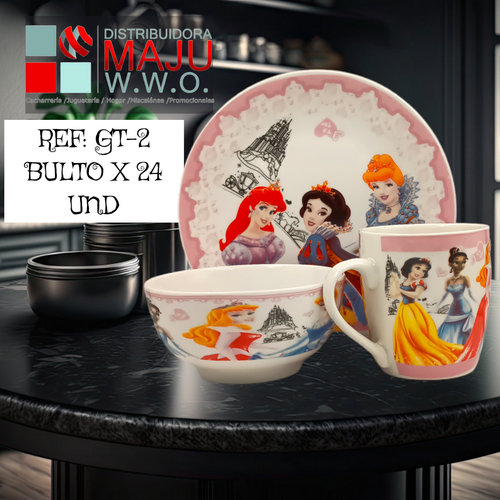 Vajilla Personaje Plato Pocillo Y Taza {Do856