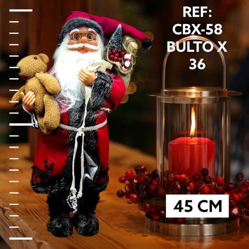 Papa Noel Vestido De Rojo Y Cafe Con Oso