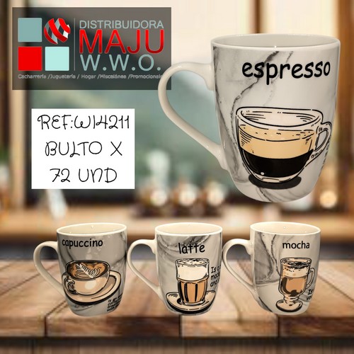 Pocillo Ceramico Cafetero Con Diseños Vario