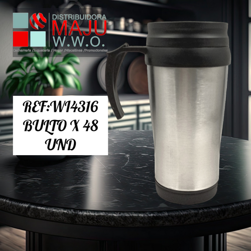 Pocillo Termico Metalico De 450Ml En Caja