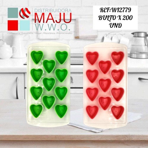 Molde De Hielo Siliconado Corazon Colores V