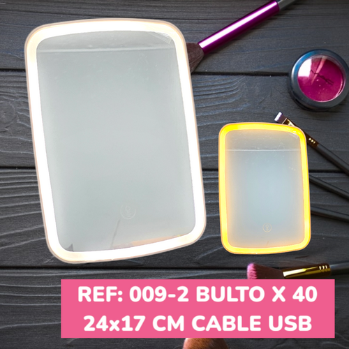 Espejo Rectangular C/ Luz Y Base Plegable Co