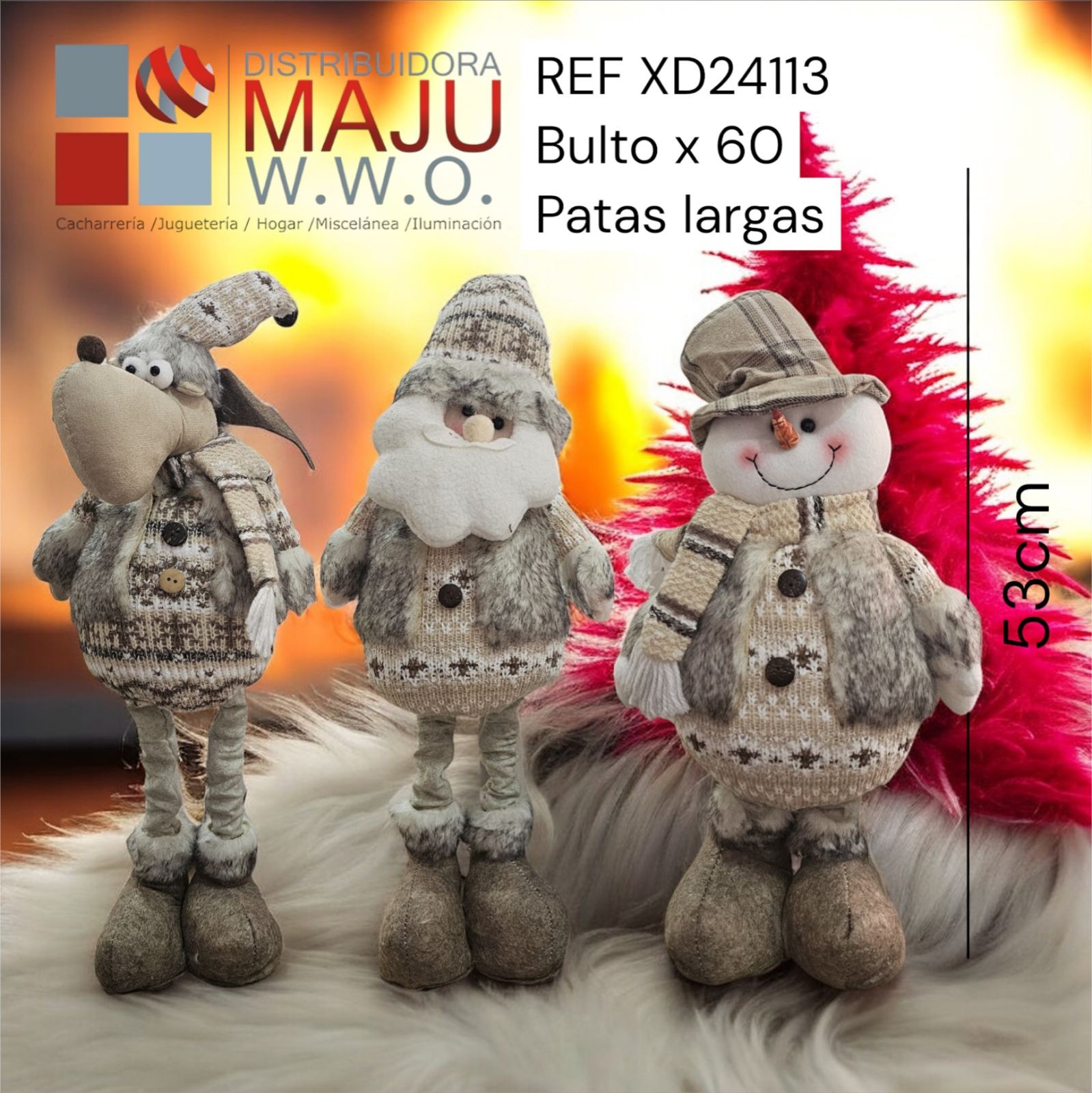 Muñeco De Navidad Con Chaleco Peludo Y Rop