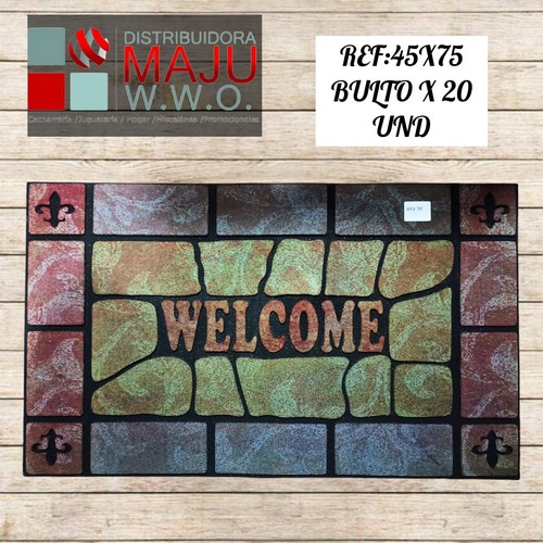 45X75- Tapete Caucho Grueso Labrado Piedras Colore