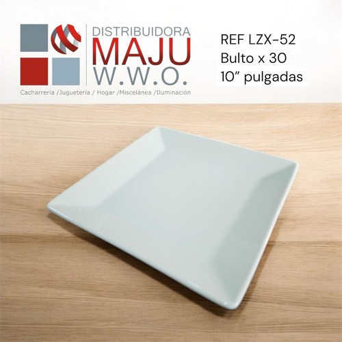 Plato Cuadrado 3D Blanco Liso 10" Pulgadas