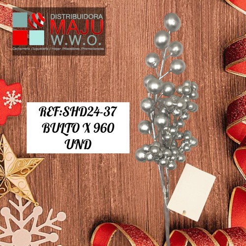 Pin Navide?O Bolitas Plata X2Pcs De 35Cm