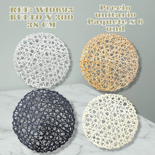 Individual Redondo 38 Cm Tejido X6 Und (Pre