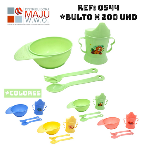 Set Para Bebes Tazon + Tetero+Cubierto