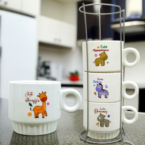 Juego De Pocillos 250 Ml Diseño Animales