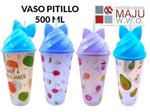Vaso Pitillo Con Estampados Tapa Tipo Cono D