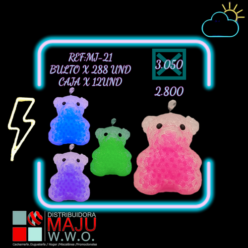 Mj-21 Squeeze Bio Gel Oso Colores Translucidos Caj