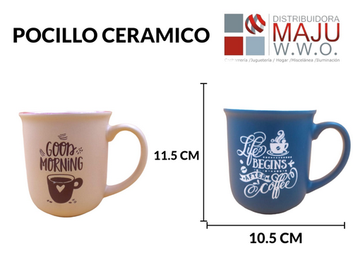 Pocillo Ceramico Redondo Retro Con Mesajes