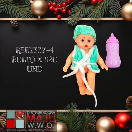 Mini Bebe En Bata De Baño Con Tetero
