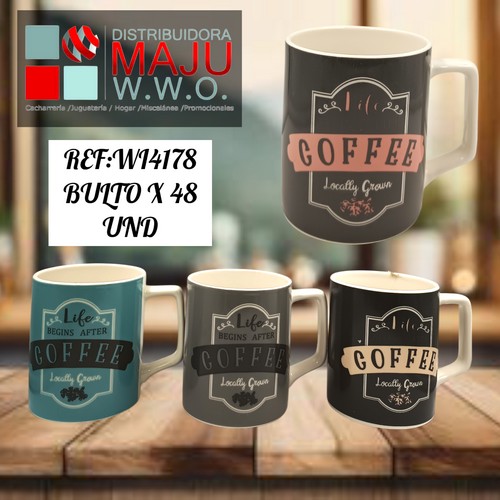 Pocillo Ceramico Mug Coffee Colores De 350