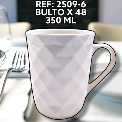 Pocillo Ceramico Blanco Con Relieve Golf 35