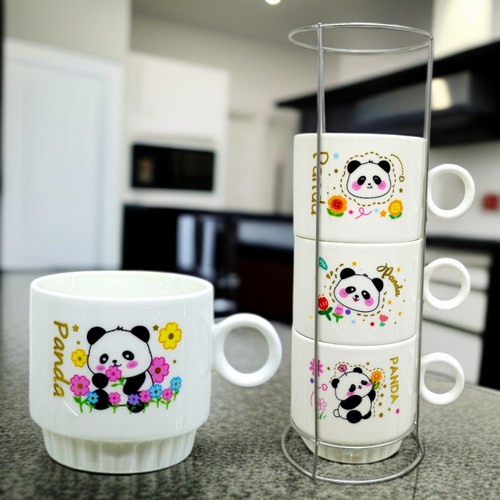 Juego De Pocillos 250 Ml Diseño Panda