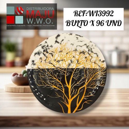 Plato Ceramico Redondo Estampado (Arbol) 7.