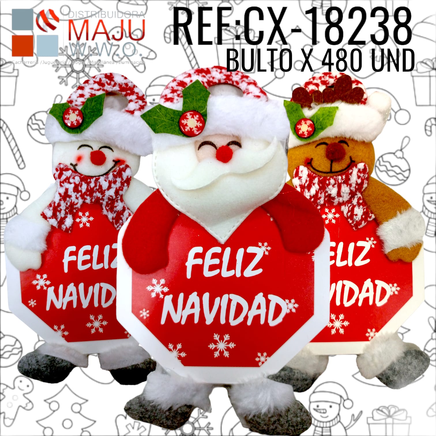 Cx-18238 Pare Navideño Con Decoracion Y Mensaje Bo