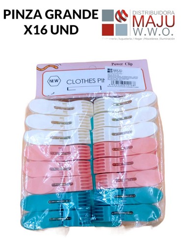 Pinzas Para Ropa X16 Grandes Colores Vario