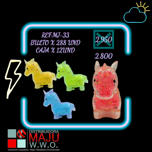 Mj-33 Squeeze Unicornio Minipepitas Colores Caja X