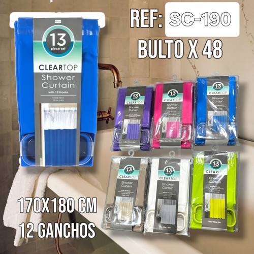 Cortina De Baño 13 Pcs Unicolor 100% Peva 1
