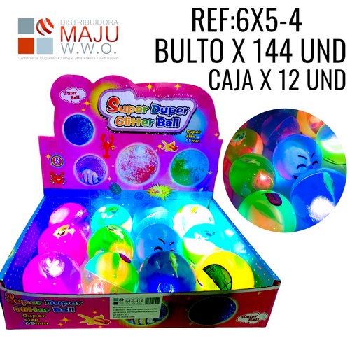 6X5-4 Pelota Con Agua Y Estrellas De Colores Emoti