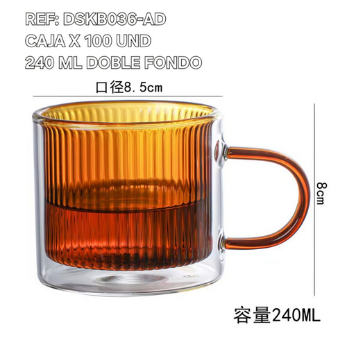 Pocillo Doble Fondo Dorado 240 Ml