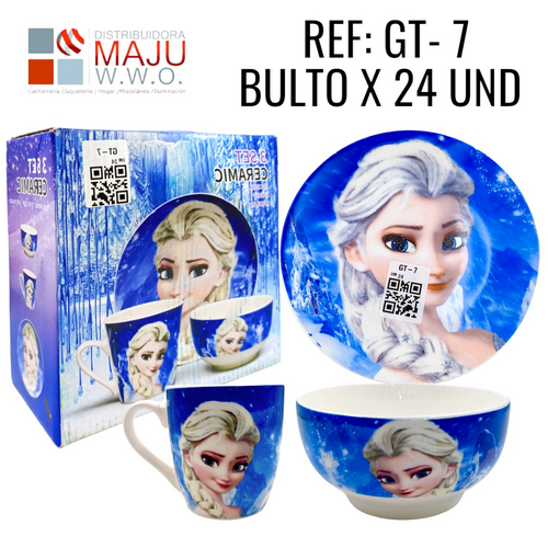 Gt-7 Vajilla Personaje Plato Pocillo Y Taza {Do856