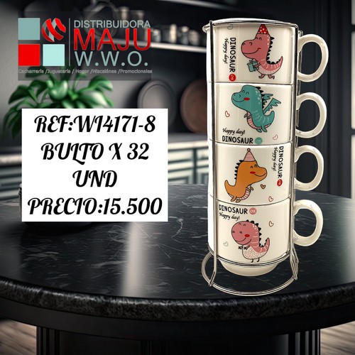 Setde Pocillo X 4 Dinosaurios 200Ml