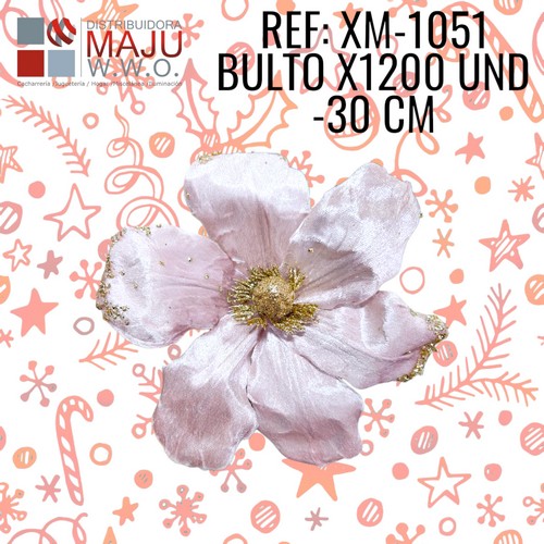 Xm-1061 Flor Navideña Con Lentejuelas Y Fruto Colo