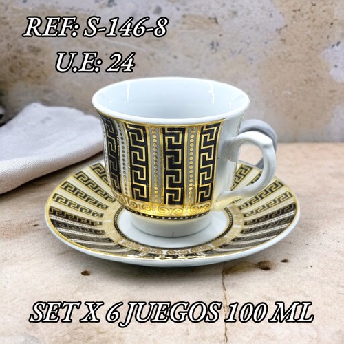Plato Con Pocillo X 6 Diseño Geometrico Co