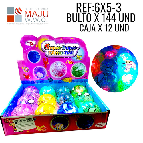 6X5-3 Pelota Con Agua Y Serpentinas De Colores Y L