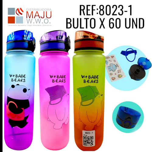 8023-1 Botilo Ositos En Degrade Con Stickers {Do85
