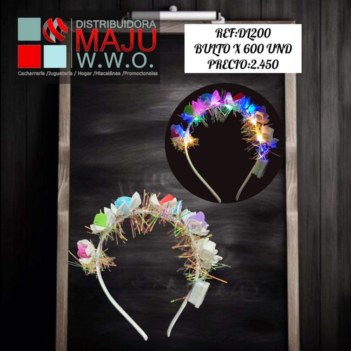 Diadema Con Luz De Colores Y Flores De 20X20