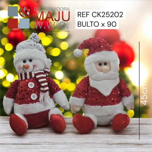 Muñecos De Navidad Santa Y Snowman Con Len
