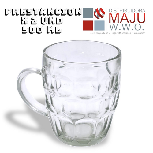Zb01-300 Vaso Cerveceo Con Asa Vidrio Grueso Caja
