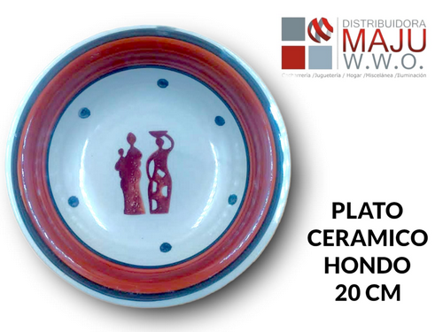 Plato Ceramico Hondo Con Dibujos Y Colores