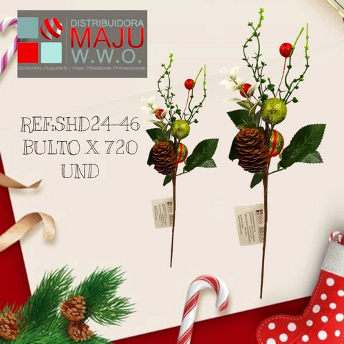 Pin Navideño Rama Con Piña Y Bolas Decora