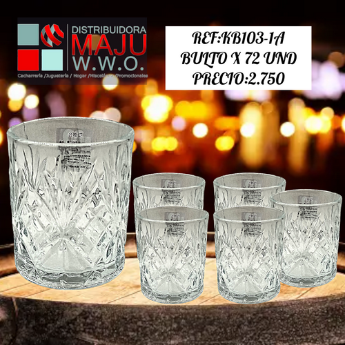 Vaso Wiskero Con Destellos X6Pcs 205 Ml
