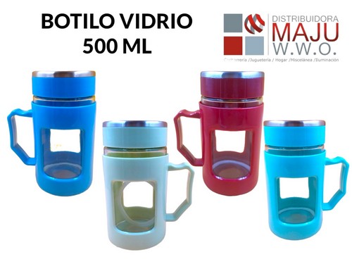 Botilo En Vidrio Con Agarradera Y Colores Var