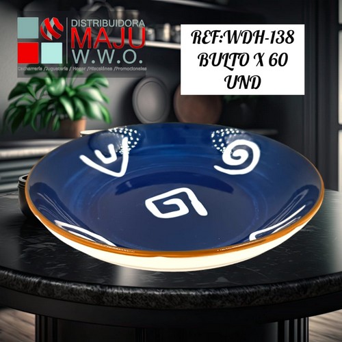 Plato Ceramico Redondo Para Sopa Con Color