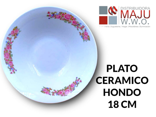 Plato Ceramico Circular Diseño Flores Cenef