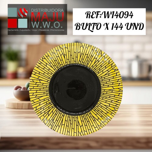 Plato Semihondo Ceramico (Amariillo Negro G
