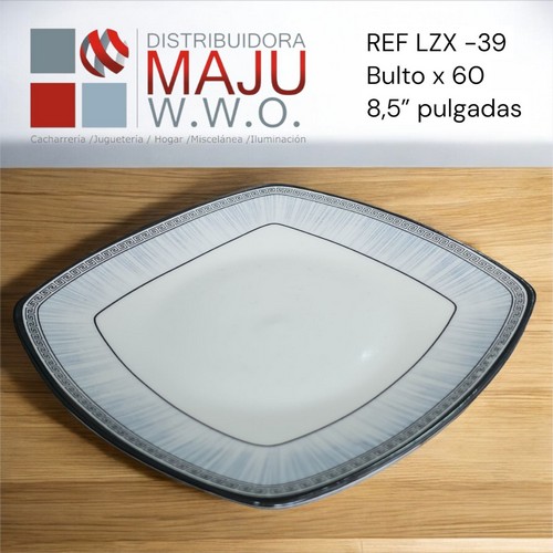 Plato Cuadrado Bordados Negros-Figuras-8,5"