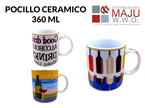 Pocillo Ceramico De 330Ml Y 357G Mensajes Y V
