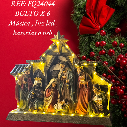Nacimiento En Colores Vivos Con Figuras De