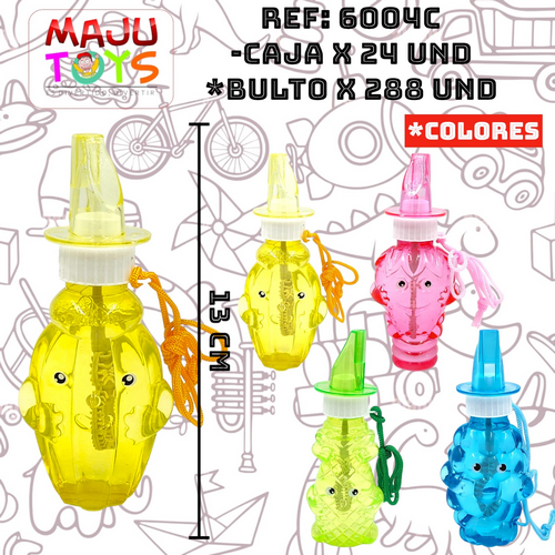 Burbujero Translucido Con Pito Diseño Frutas