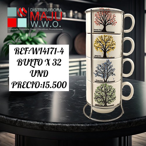 Setde Pocillo X 4 Arboles 200Ml