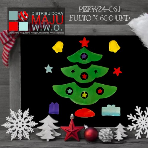 Sticker Navidad Arbol Con Adornos 25Cm